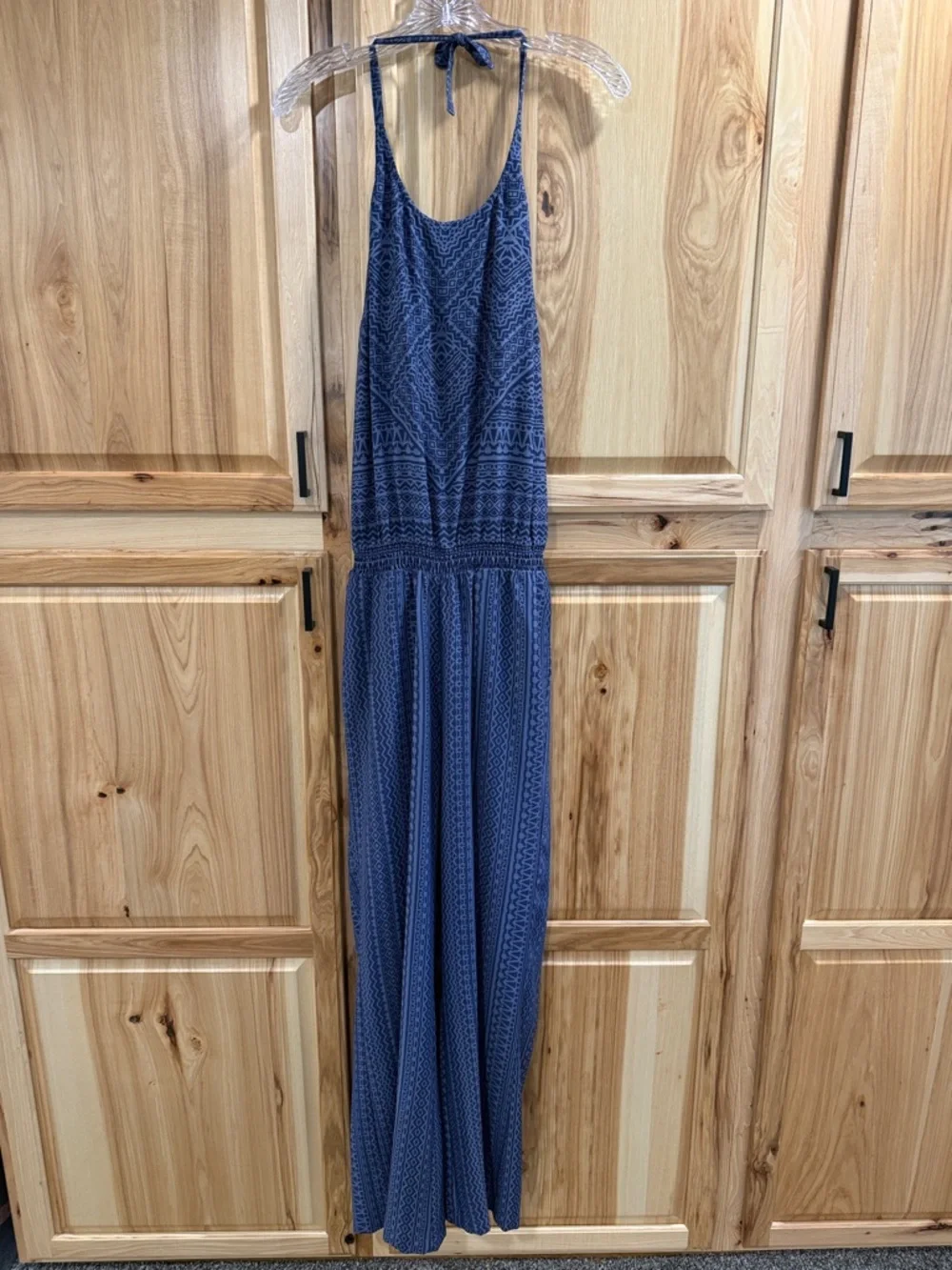 Prana Bijou Halter Aztec Print Relaxed Fit Versatile Jumpsuit Purple Blue Size M